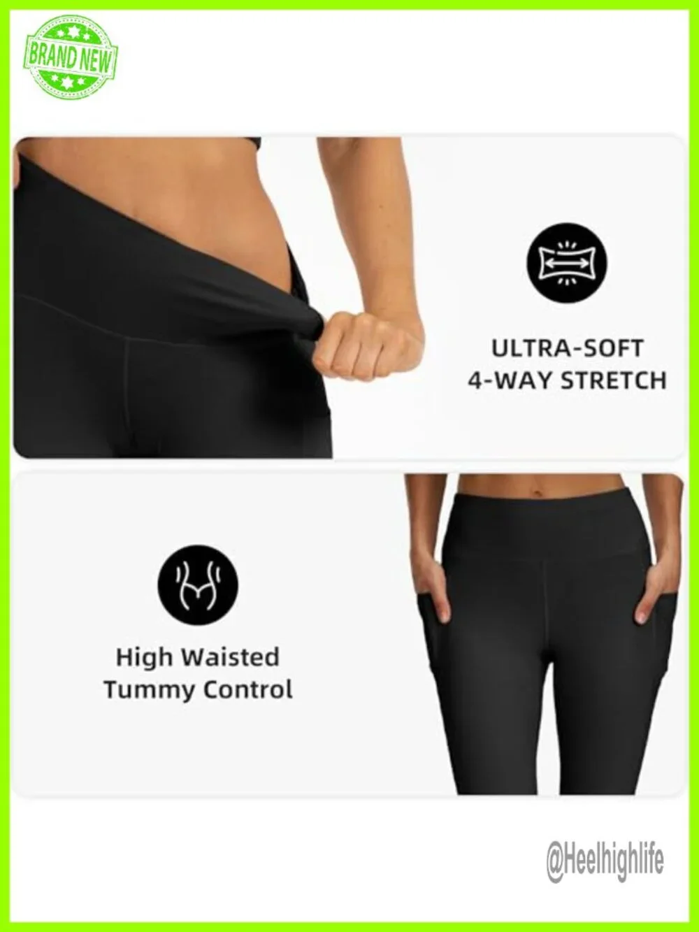 3 Pack High Waisted Tummy Control Capri Leggings with Pockets for Women